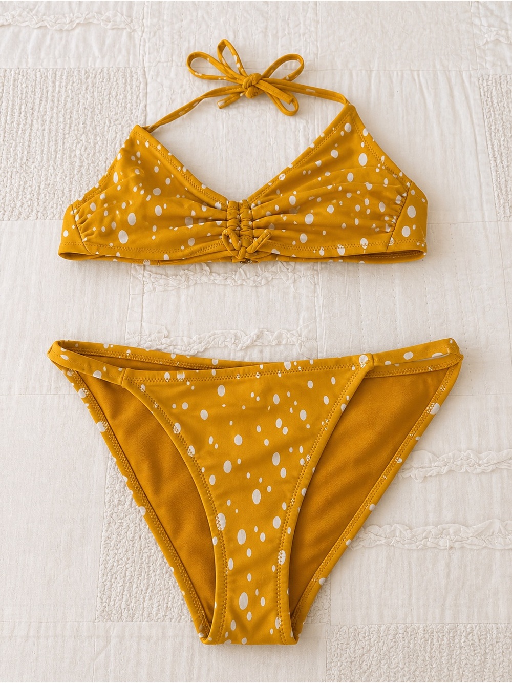 Kona Sol Mustard Yellow Polka Bikini Bottom